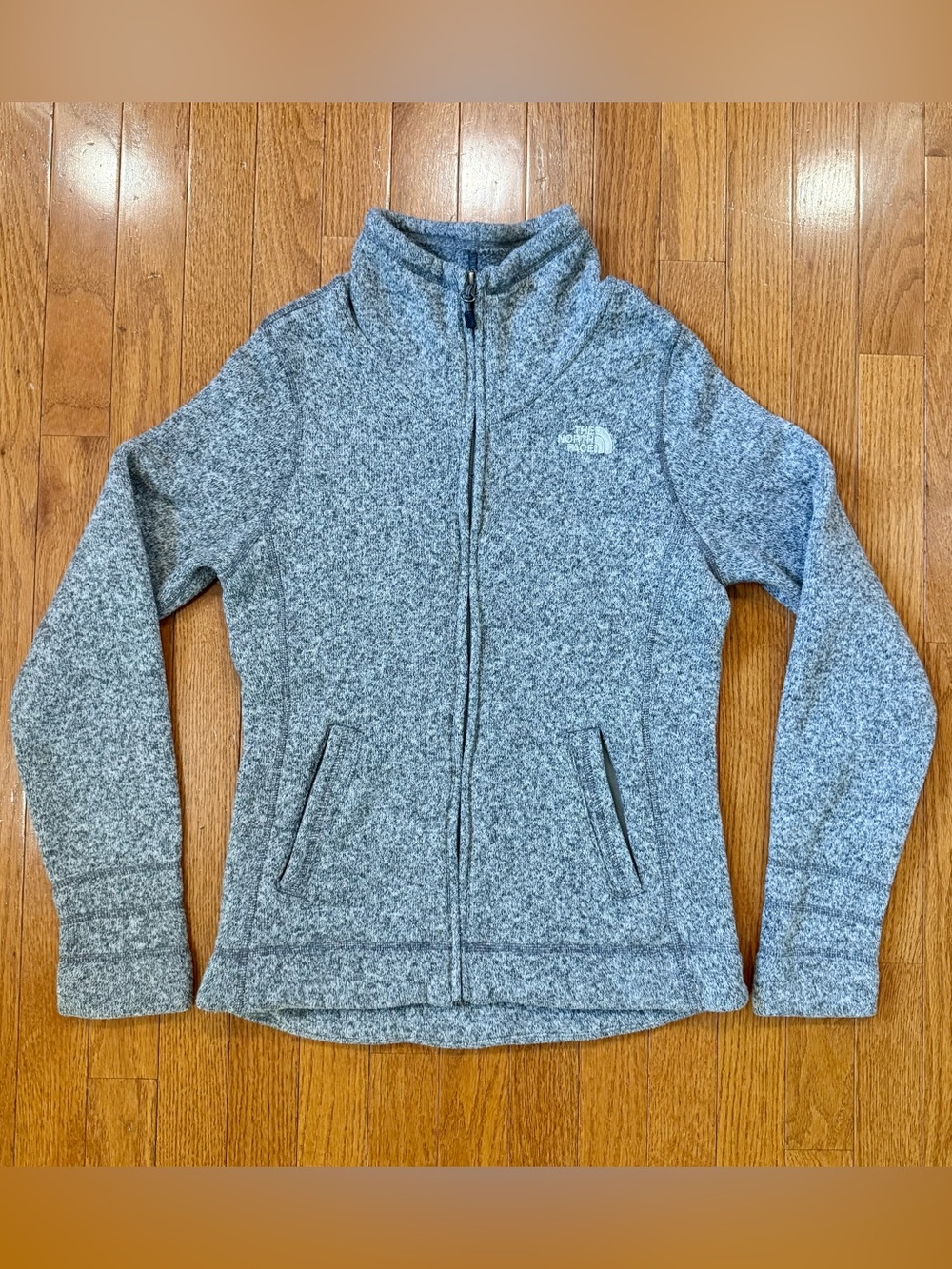 The North Face Womens Small Crescent Full Zip Up Jacket Sweater Knit Fleece Cozy